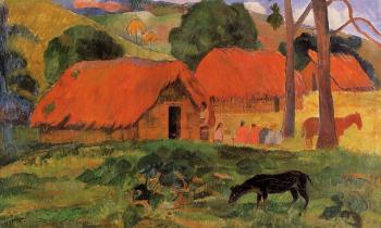 Paul Gauguin : Three Huts, Tahiti